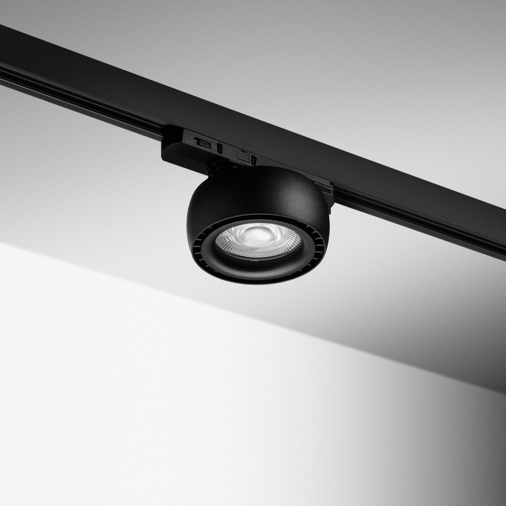 Spot LED rond sur rail orientable 355° 28W noir - 3CCT - 230V - APOLO