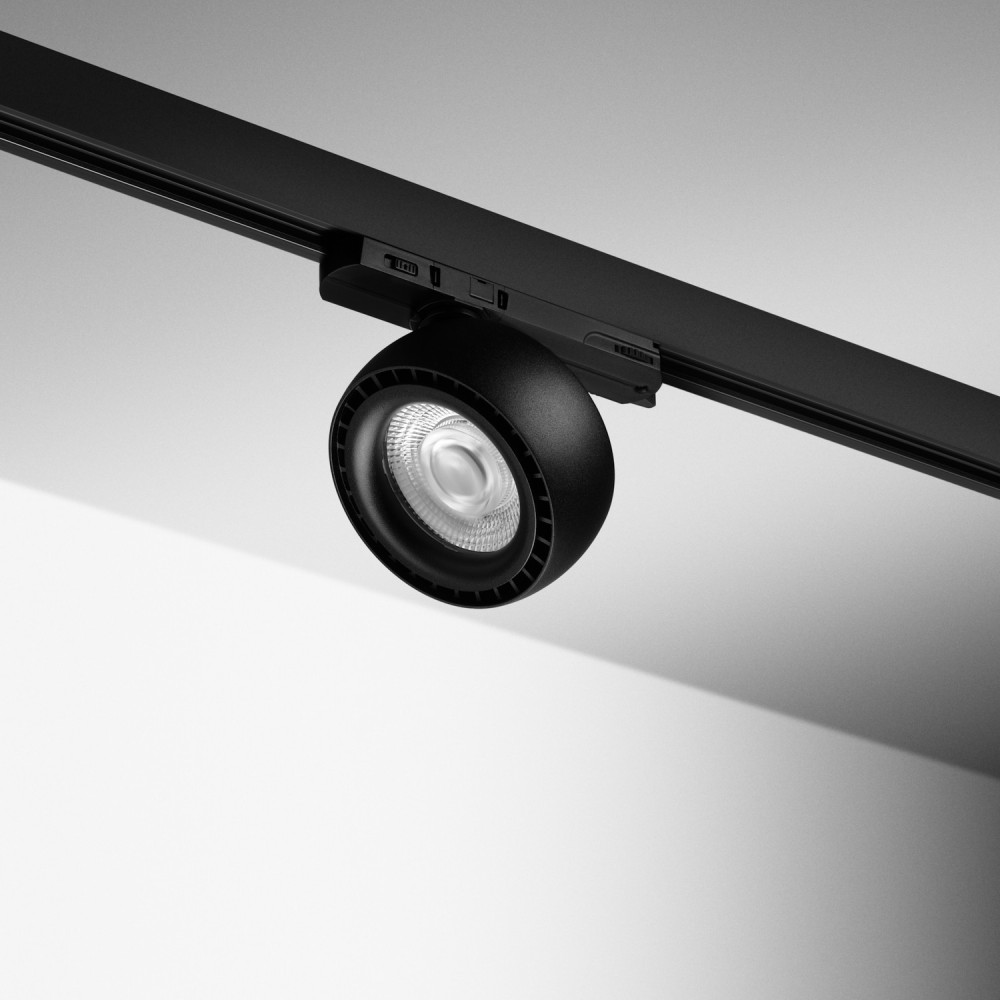 Spot LED rond sur rail orientable 355° 28W noir - 3CCT - 230V - APOLO