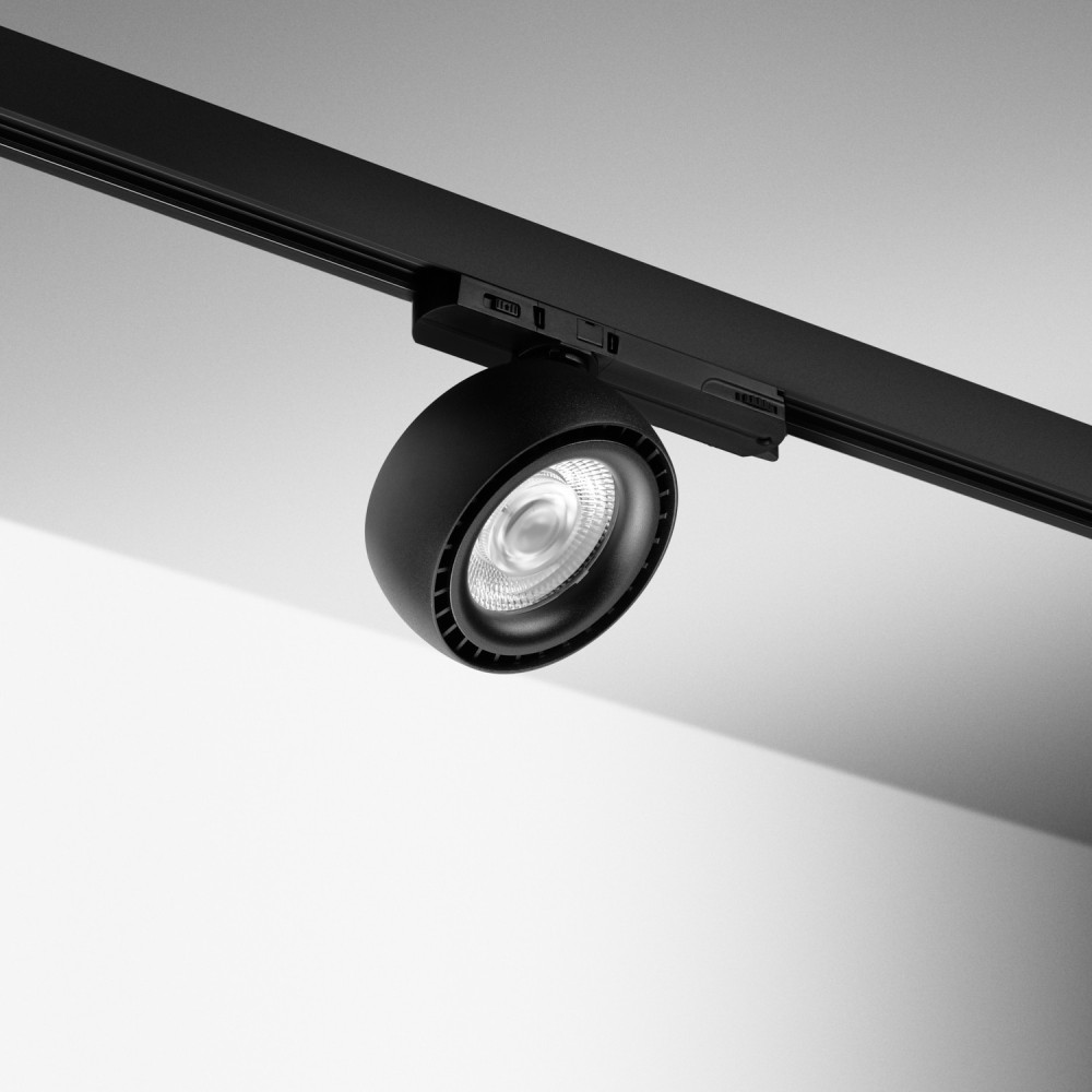 Spot LED rond sur rail orientable 355° 28W noir - 3CCT - 230V - APOLO