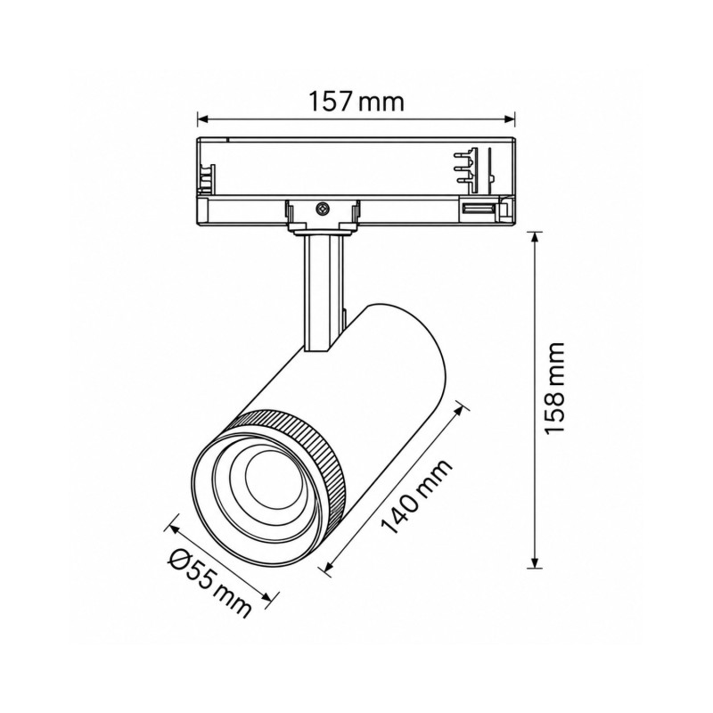 Spot LED sur rail à focal variable 10W - Noir - 3CCT - ZOOOM V2
