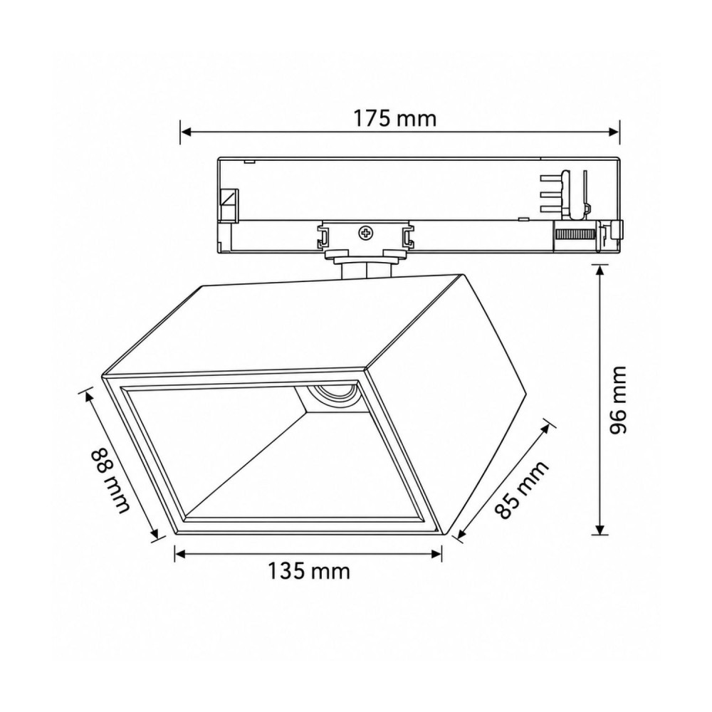 Spot LED sur rail rectangulaire 30W - Noir - 3CCT - CUBOZ