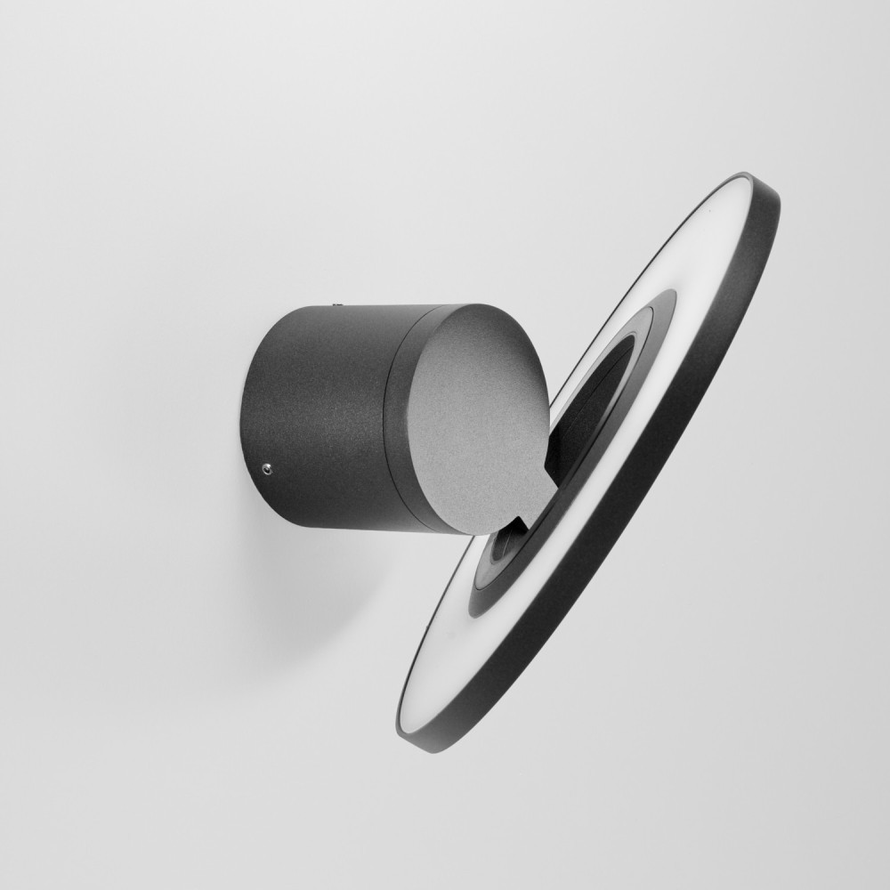 Applique LED murale anthracite 9W, tête circulaire inclinable - JUSTA