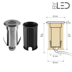 Spot LED encastré de sol rond 42mm - 1W - 12V - Inox - QINOX