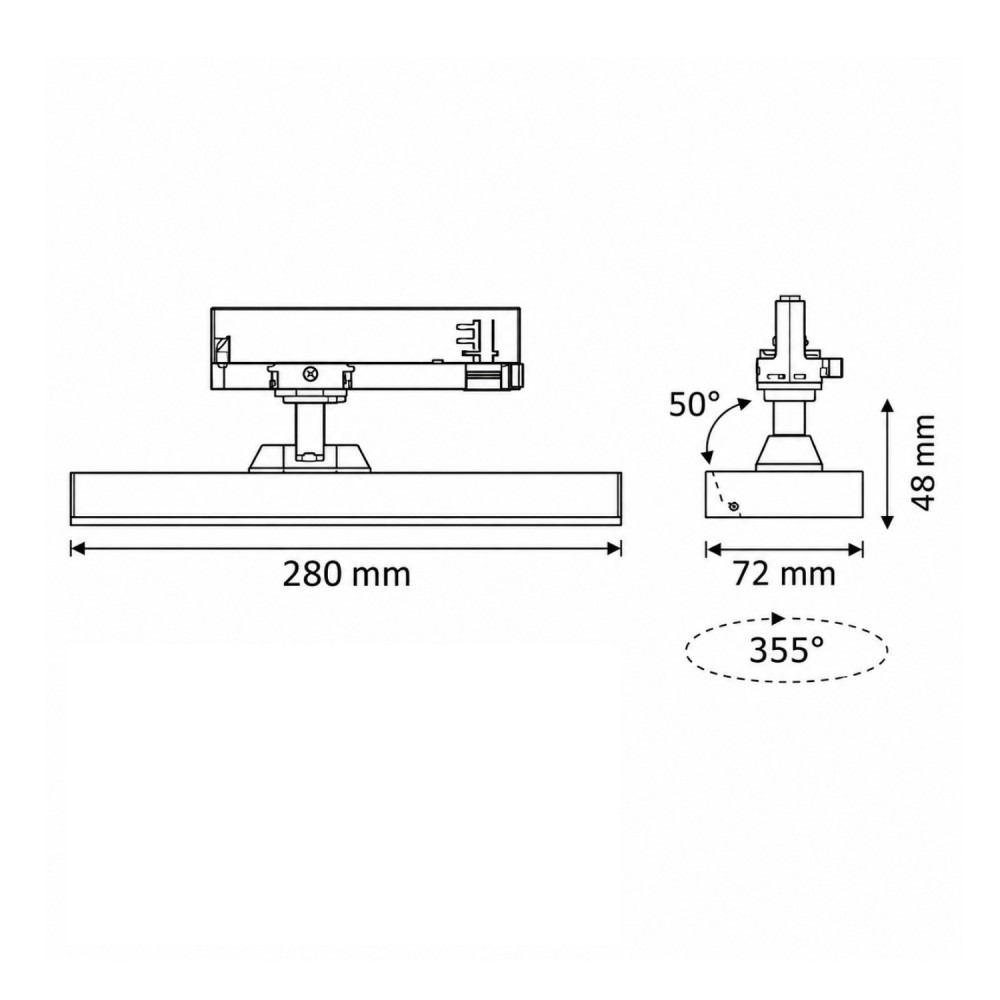 Spot LED linéaire sur rail 20W - Noir - 230V - LUMYA