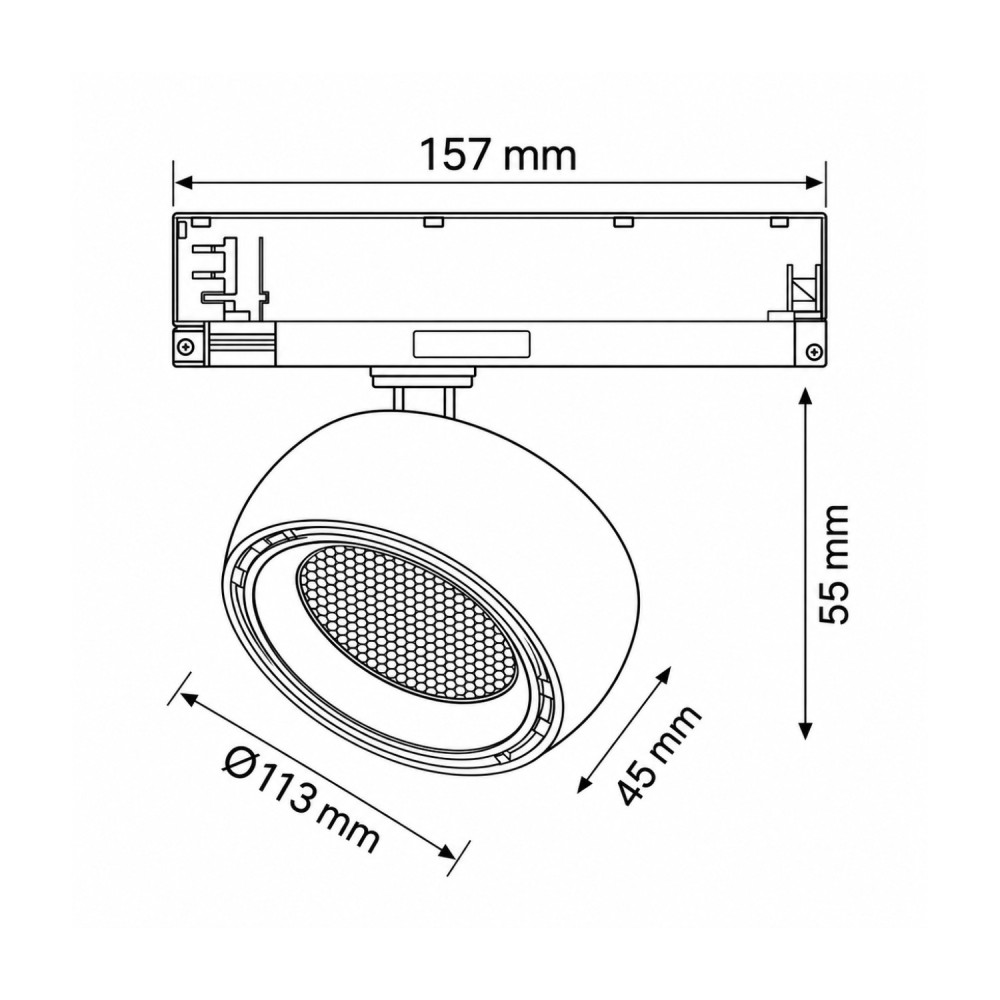 Spot LED sur rail à tête ronde 28W - Blanc - 3CCT - APOLO