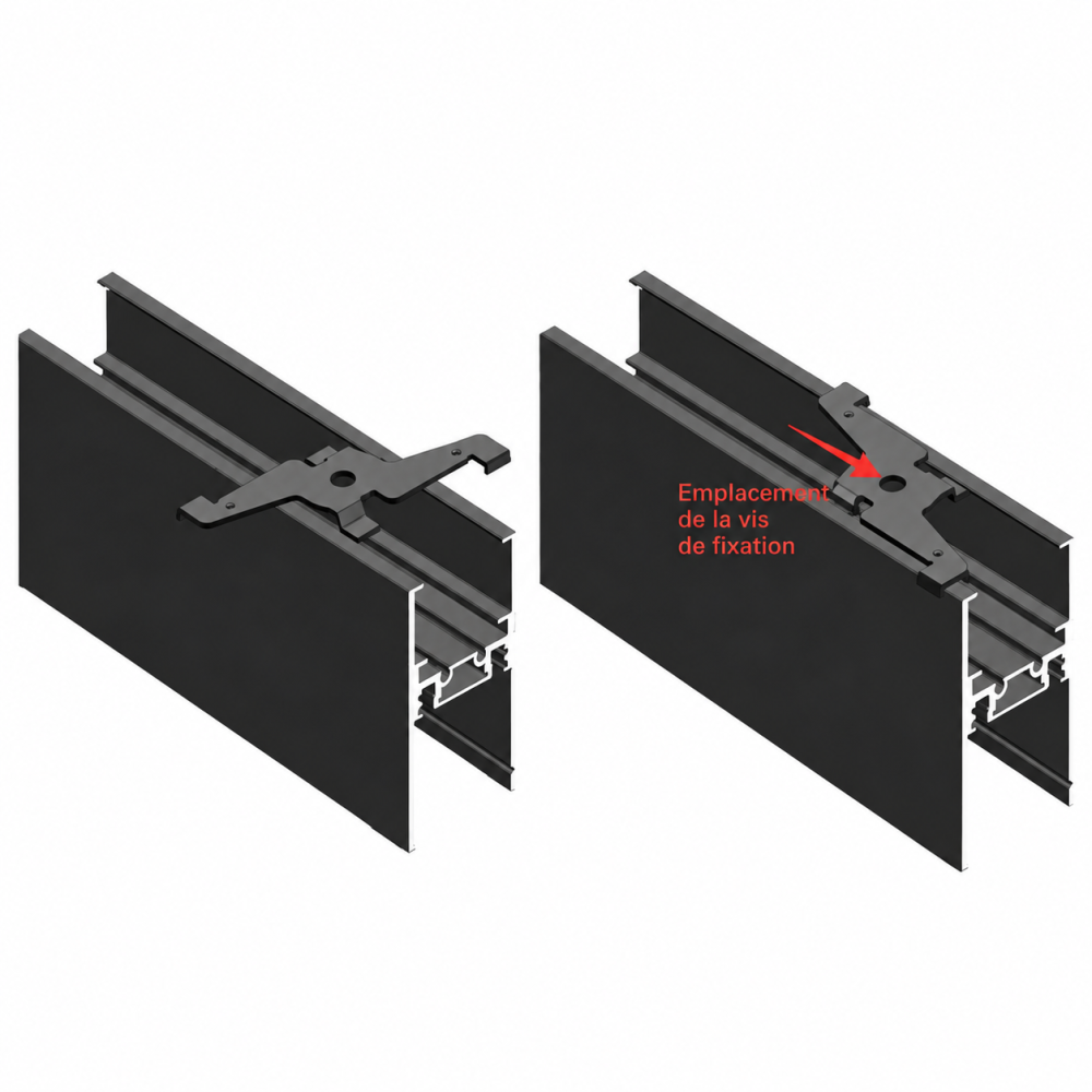 Clip de fixation en applique pour rail magnétique profond en suspension ou en applique - Noir - MAG26