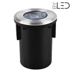 Spot LED encastré de sol rond 92mm - 3W - 230V - Inox - QINOX