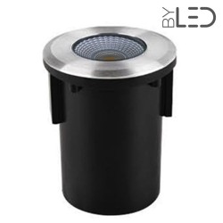 Spot LED encastré de sol COB rond 92mm - 3W - 230V - Inox - QINOX