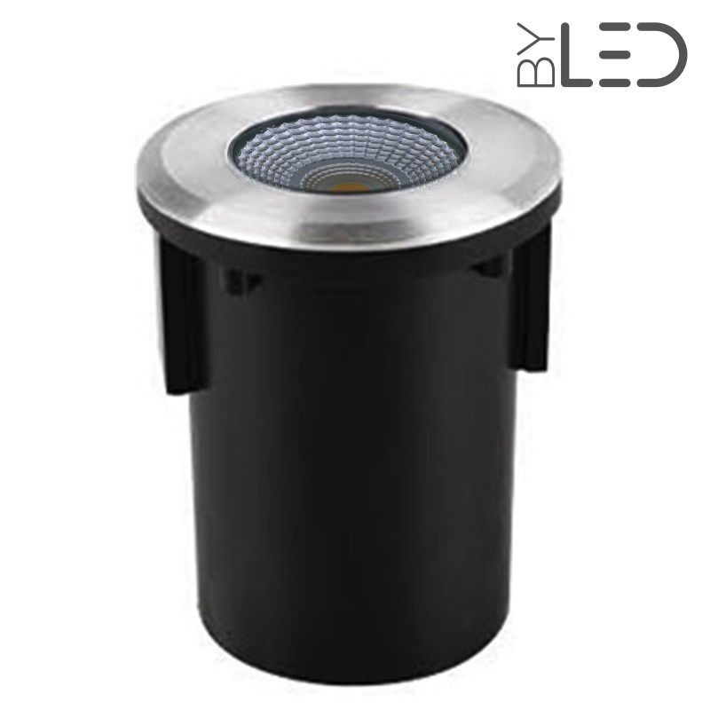 Spot LED encastré de sol rond inox 3W - COB - 230V - QINOX 92 mm