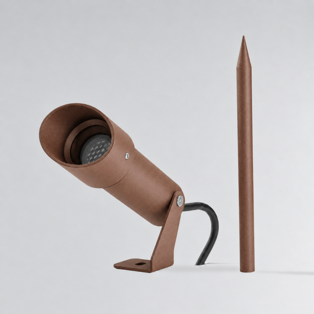 Spot LED de jardin 9W en 24V ou en 230V pour extérieur - Couleur Corten