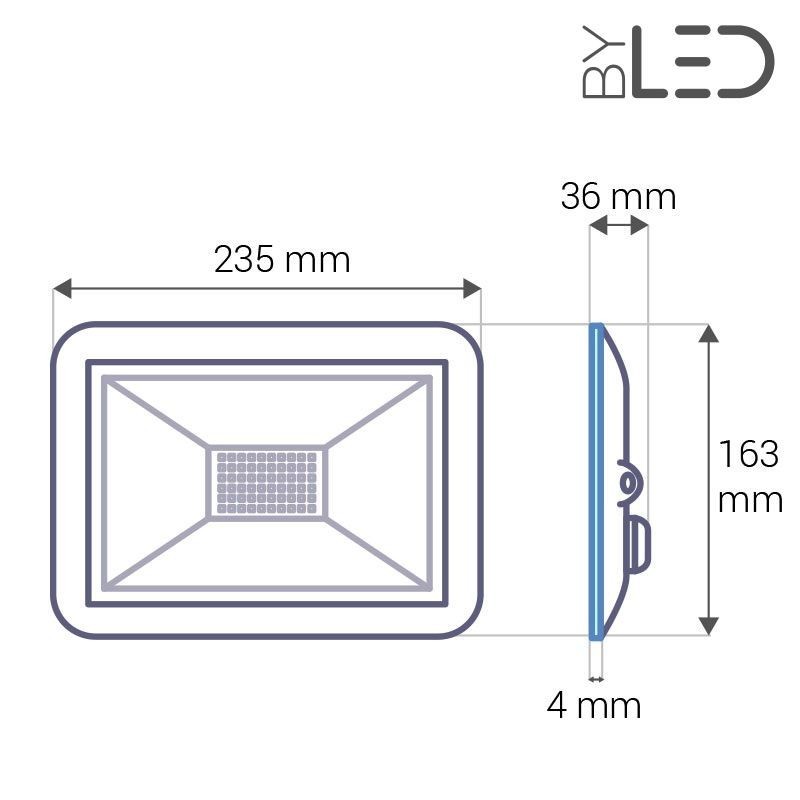 Shape – Projecteur LED ultra plat 50W Noir - 230V - extérieur/intérieur