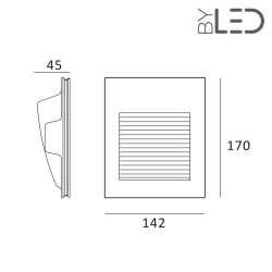 Spot LED encastré mural carré strié - 1W STAFF MEC01