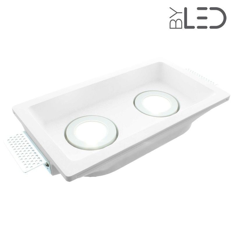 Spot encastrable en plâtre carré orientable double STAFF