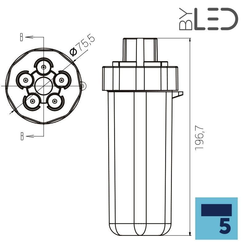 Pot de jonction étanche à 5 entrées IP68 - Axial