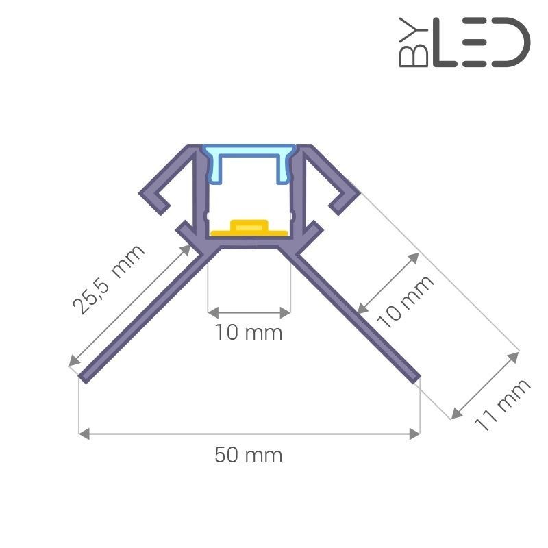 Profilé d'angle LED aluminium encastrable 270° à carreler  - CRAFT - E14 - Diffuseur givré