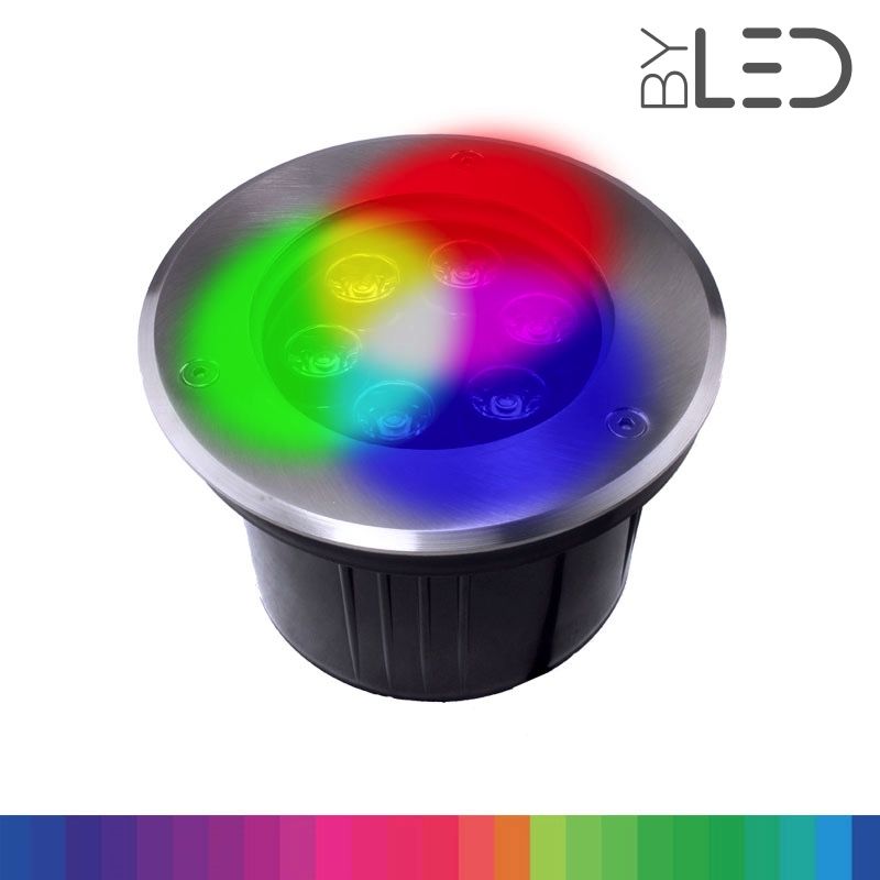 Spot LED encastrable au sol en inox RGB 6W – Extérieur étanche