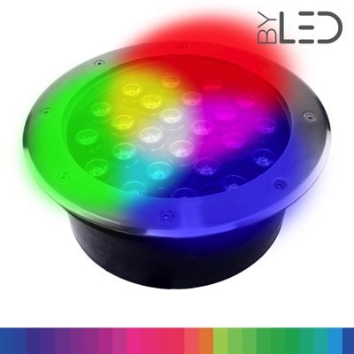 Spot LED encastré de sol inox 24V 12 W - Terra 12 - RGB