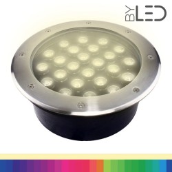 Spot LED encastré de sol RGBW - 24W - 12V - Inox - TERRA 24