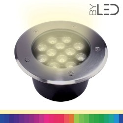 Spot LED encastré de sol RGBW - 12W - 12V - Inox - TERRA 12