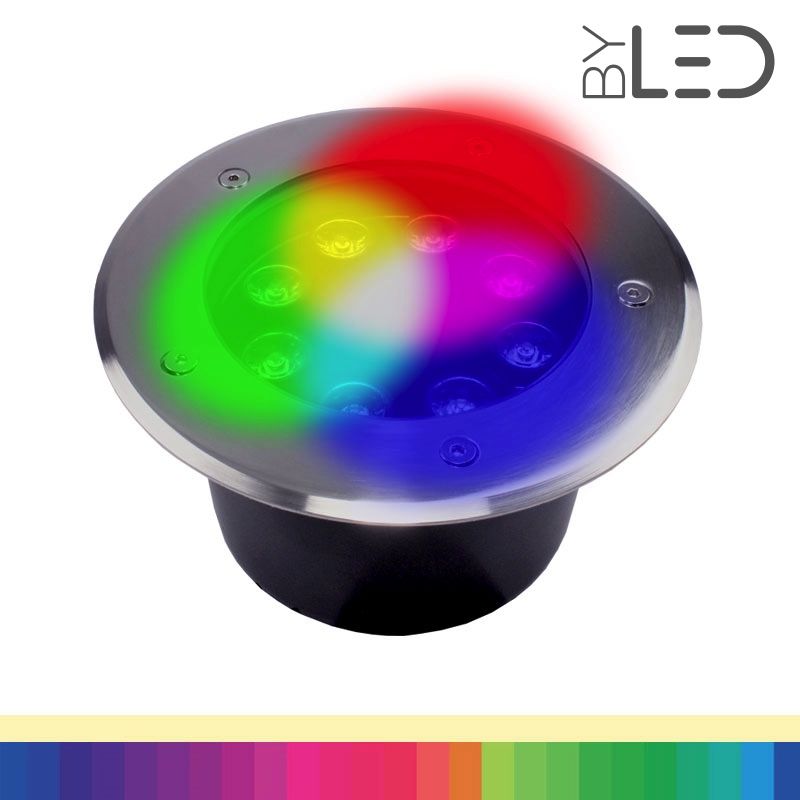 Spot LED encastré de sol en inox RGB 8W – Extérieur étanche - ®