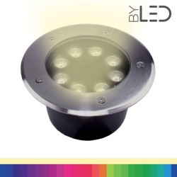 Spot LED encastré de sol RGBW - 8W - 12V - Inox - TERRA 8