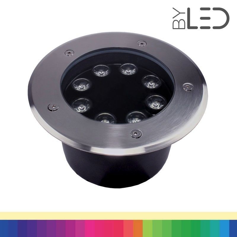 Spot LED encastré de sol inox 24V  8W - Terra 8 – RGB + Blanc chaud