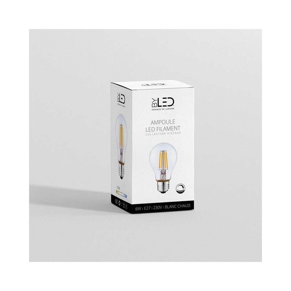 Ampoule LED à filament - Blanc Chaud – 6W - E27 - Dimmable
