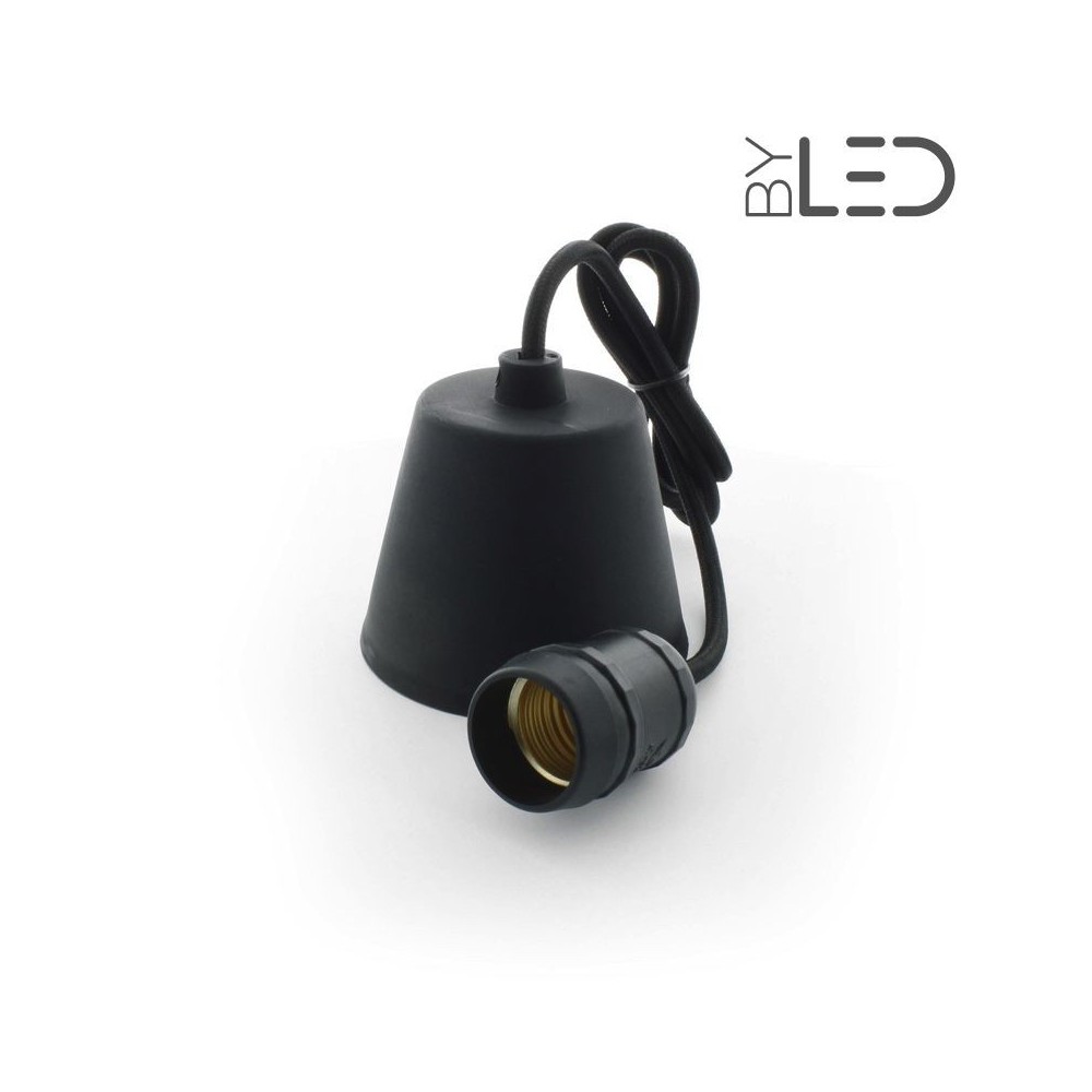 Suspension noire plafond pour Ampoule E27 LED - 1m
