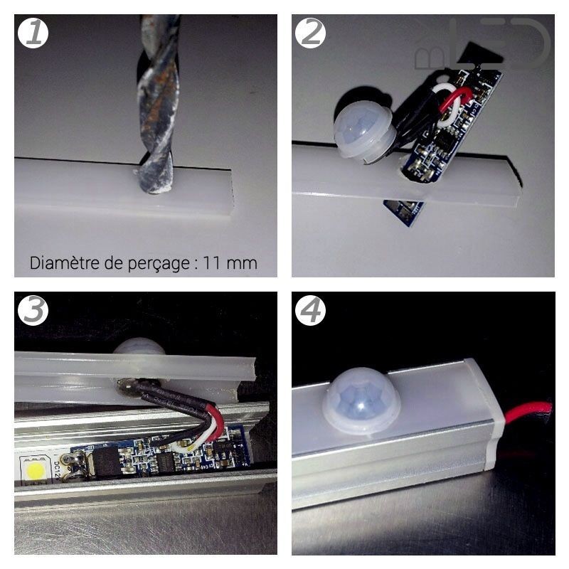 Détecteur de mouvement pour profilé ruban LED