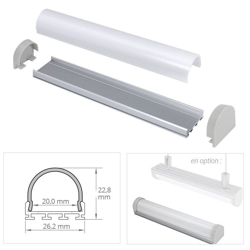 Profilé LED aluminium LED demi-tube - CRAFT - C13