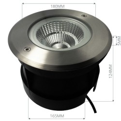 Spot LED encastré de sol rond 180mm - 15W - 230V - Inox - QINOX
