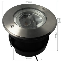 Spot LED encastré de sol asymétrique rond 180mm - 15W - 230V - Inox - QINOX
