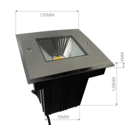 Spot LED encastré de sol carré 130mm - 5W - 230V - Inox - QINOX