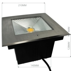 Spot LED encastré de sol carré 210mm - 20W - 230V - Inox - QINOX