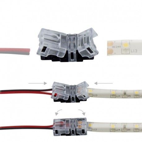 Connexion rapide ruban LED Mono IP65 - Cable 8 mm - 2p