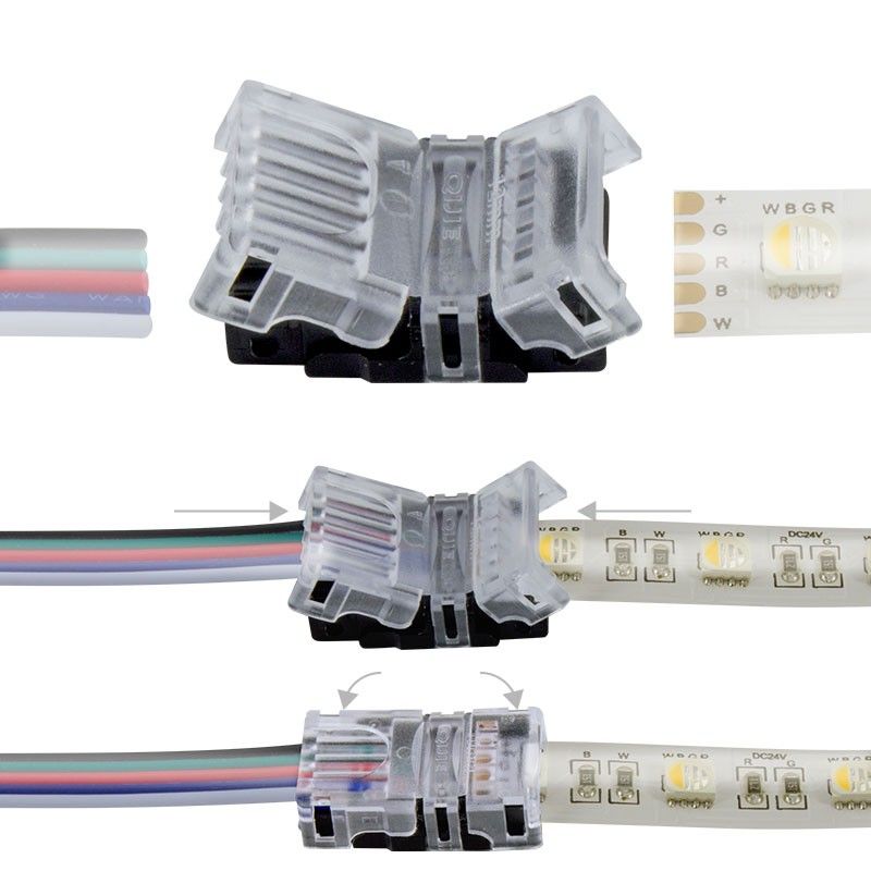 Connecteur rapide ruban LED RGBW 12mm vers fil électrique QuickLED