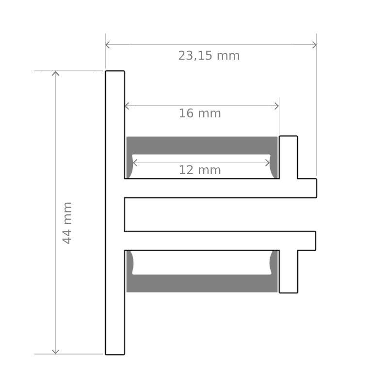 Modèle de profil en aluminium CORNICHE 43x17mm pour ruban LED - 2 mètres