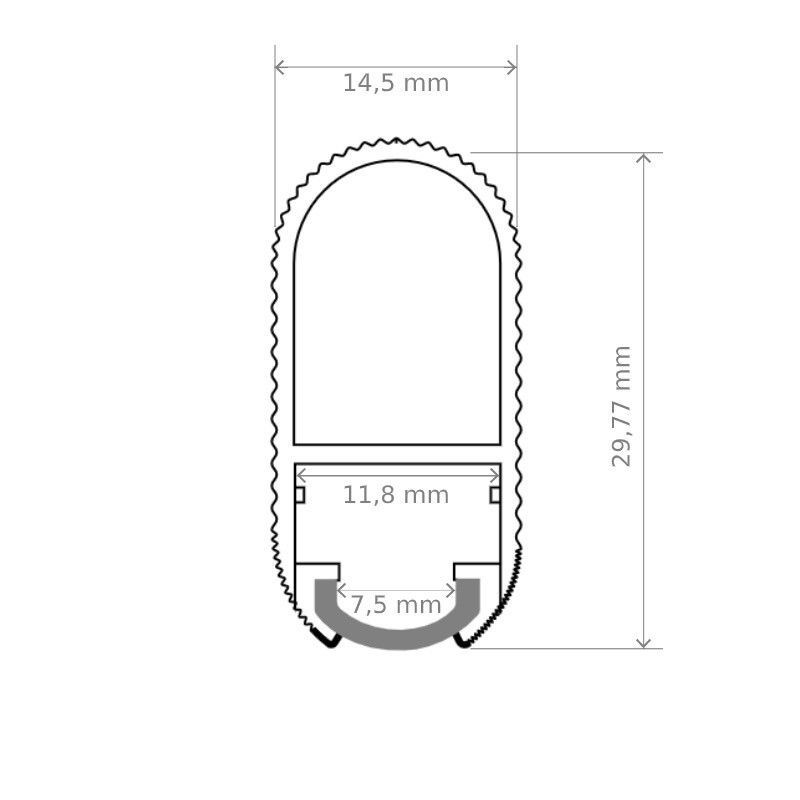 Profilé LED aluminium pour penderie et dressing  - T02 - Diffuseur givré