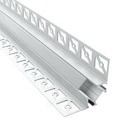 Profilé d'angle aluminium encastrable 90° à carreler pour ruban LED - Diffuseur givré - E13 - CRAFT
