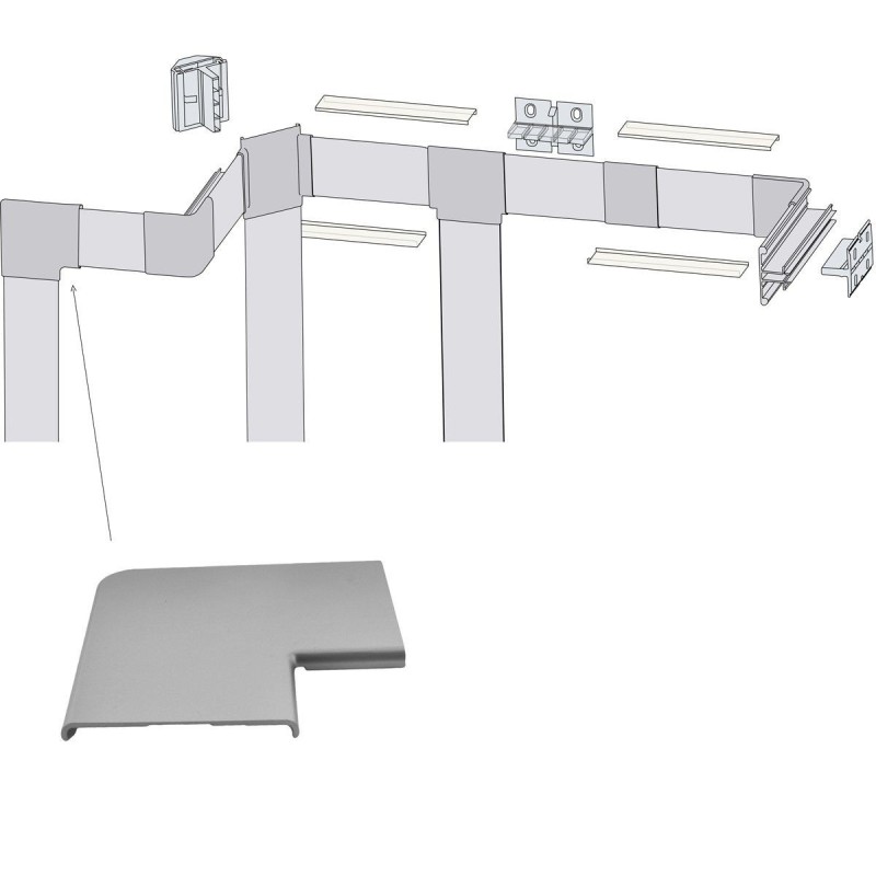 Jonction d'angle à plat pour profilé M04