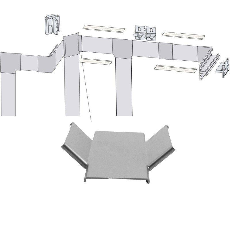 Jonction en X pour traversée d'angle pour profilé LED aluminium corniche 2 directions M04