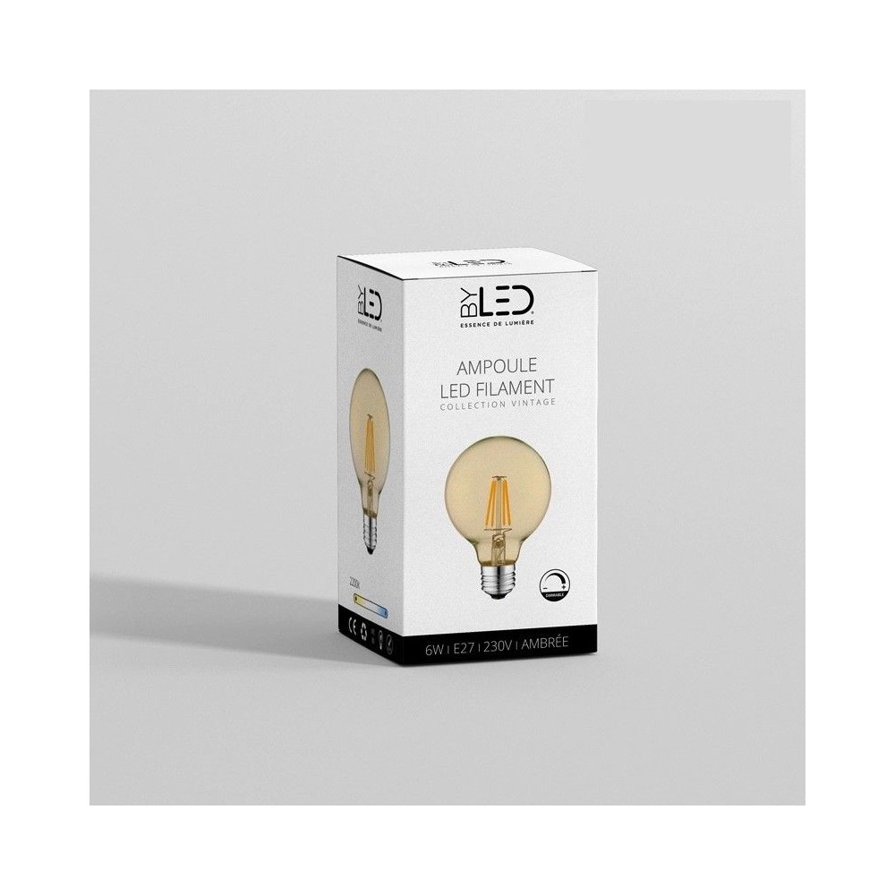 Ampoule LED à filament globe - Ambrée – 6W - E27 - Dimmable