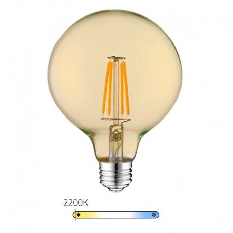 Ampoule LED à filament globe - Ambrée – 6W - E27 - Dimmable 