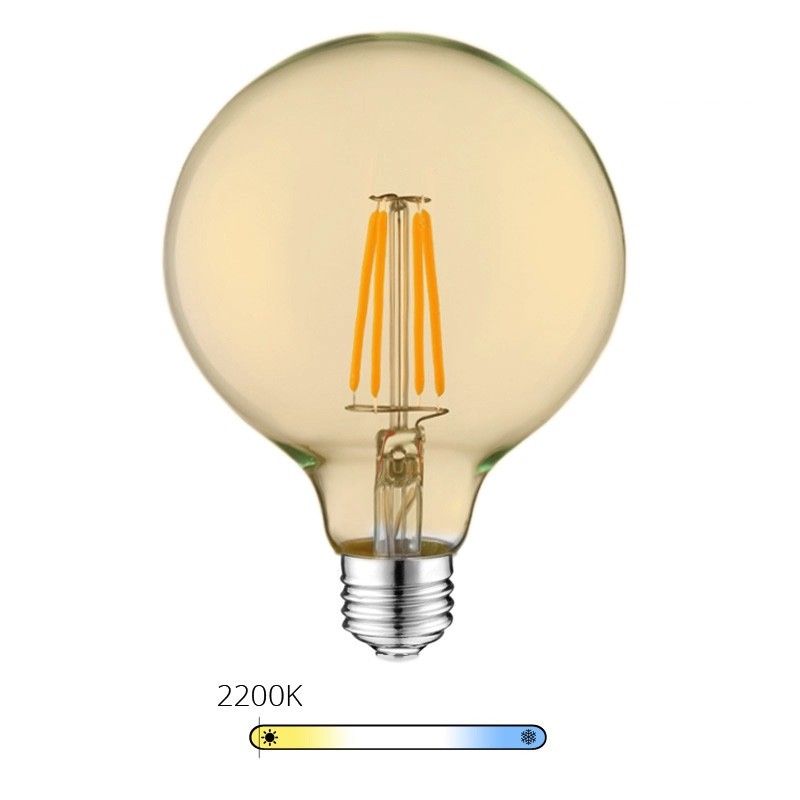 Grosse ampoule LED à filament, lumière chaude. Fonctionne avec variateur