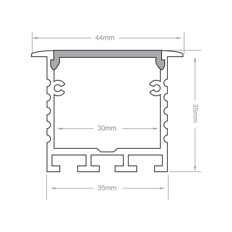 Profilé aluminium encastrable large pour 2 ruban LED - CRAFT - E06