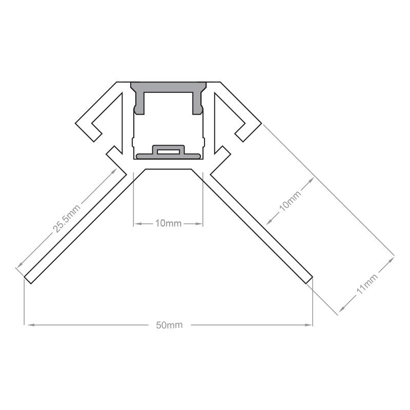 Profilé d'angle LED aluminium encastrable 270° à carreler  - CRAFT - E14 - Diffuseur givré