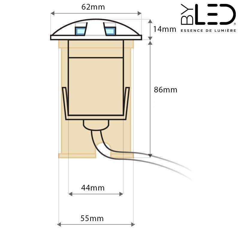 Spot LED encastré de sol balise inox 1W - 230V - QINOX 62 mm-B3