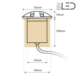 Spot LED encastré de sol balise 3D 92mm - 3W - 12V ou 24V - Inox - QINOX