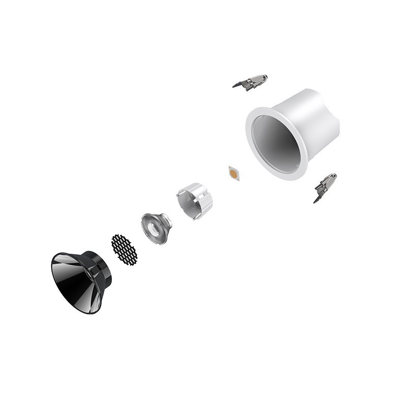Spot LED encastré rond blanc réflecteur canon de fusil 7W - Miror