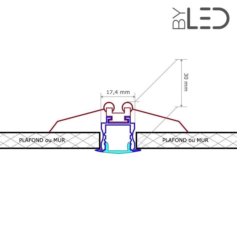 Profilé aluminium encastrable pour ruban LED - E05 Blanc - CRAFT